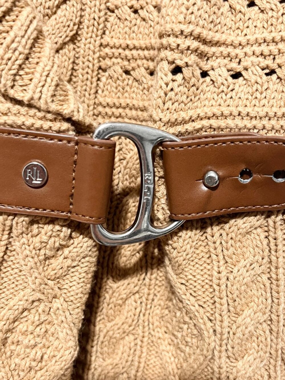LRL Ralph Lauren Cable Knit Sleeveless Sweater M Equestrian Preppy Old Money - Picture 4 of 7